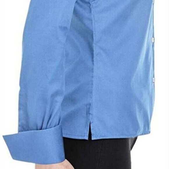 NWT ULTRACLUB WHISPER ELITE TWILL BUTTON DOWN FRENCH CUFFS WATERFALL BLUE MED. - Picture 9 of 9